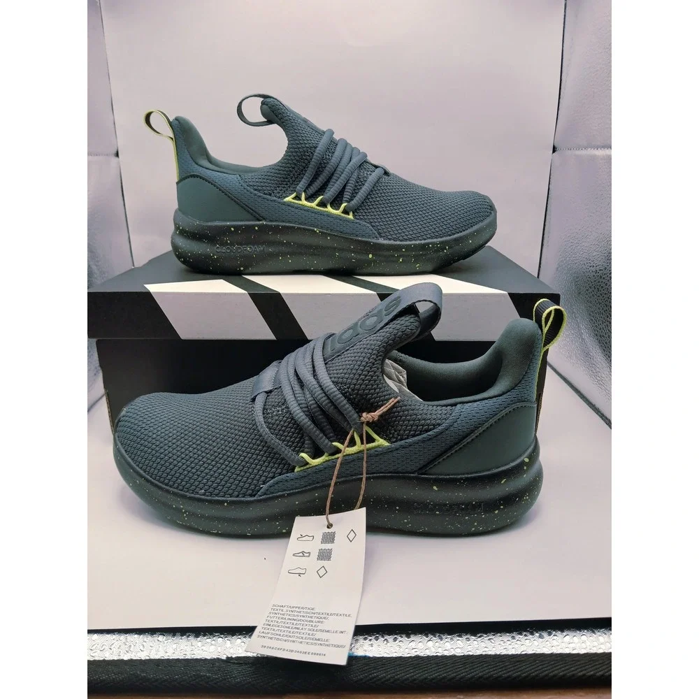 Adidas Lite Racer Adapt 7.0 K Kids Gray Black Lime Green Sneakers JR0814 Size 3